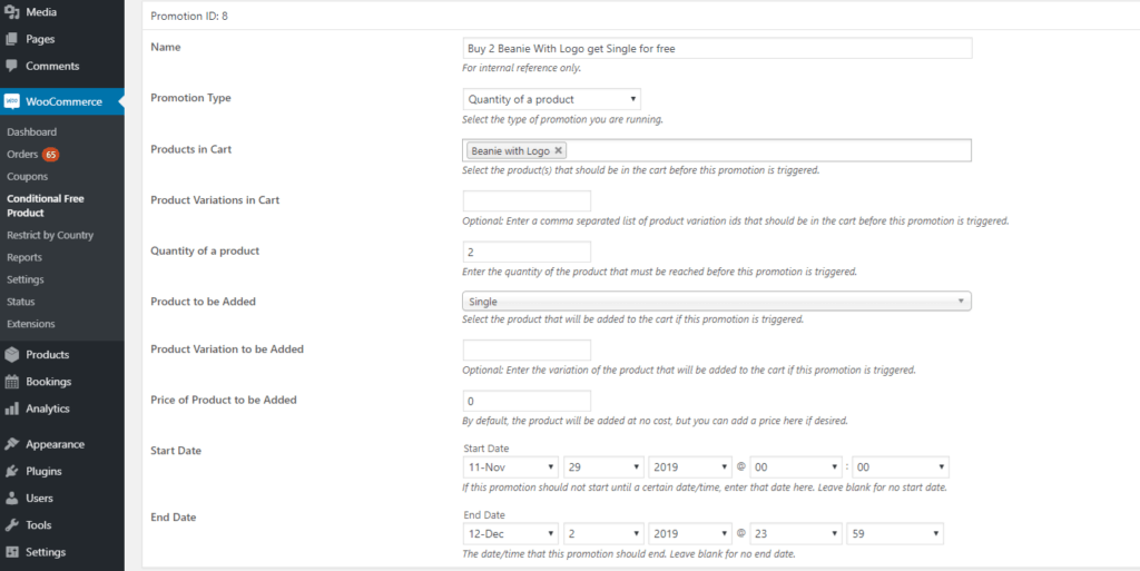 Conditional Free Product Settings